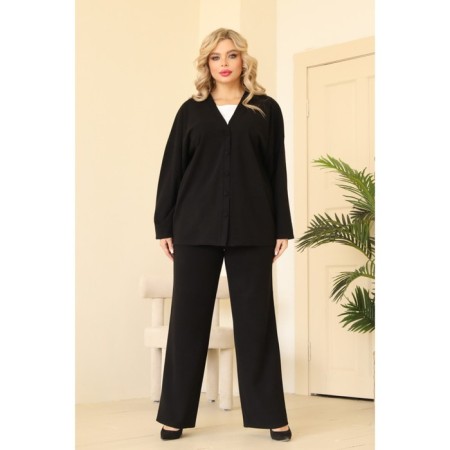 Women's costume: cardigan, trousers, size 50, black color-10