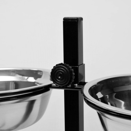 Stand with bowls, 2 x 1.5 l, height 50 cm, collapsible, black-3