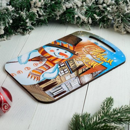 Defense board "New Year. Happy New Year! Funny snowman", color, 27x18 cm-1