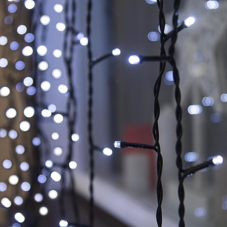 Garland "Curtain" 2 × 6 m, IP44, UMS, dark thread, 1440 LED, white glow, 220 V-1