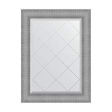 Mirror with engraving in the baguette frame, silver chain mail 88 mm, 67x89 cm