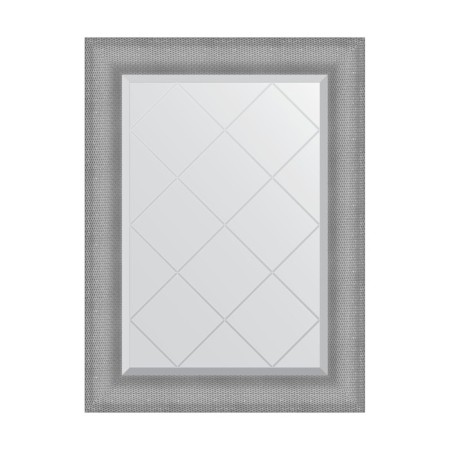 Mirror with engraving in the baguette frame, silver chain mail 88 mm, 67x89 cm
