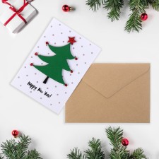 A postcard with a wooden element 