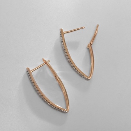 Earrings with rhinestones Xuping harp, path, white color in pink gold-1