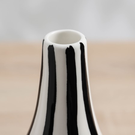 VAZA Ceramics Table "Picasso" (manual painting) wide stripes, 19x14 cm, black and white-1
