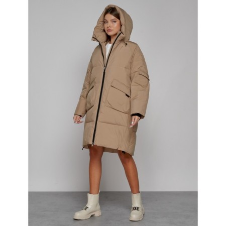 Coat insulated winter female, size 42, color light brown-6