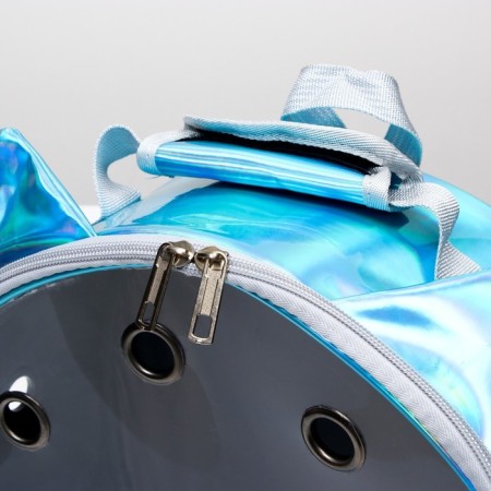 Round backpack for carrying animals, transparent, 26 cm, blue-3
