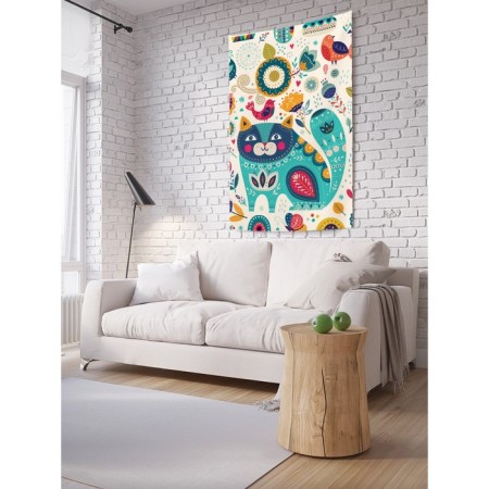 Decorative panel with photo printing "Happy Cat", vertical, size 100x150 cm