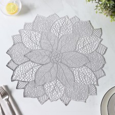 Set of serving napkins on the table “Flower”, 4 pcs, 43 × 43 cm, silver color