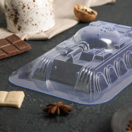 Form for chocolate and sweets plastic "Tank Big", the color is transparent-1