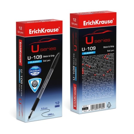 Ballic handle Erichkrause U-109 Classic Stick & Grip, Node 1.0 mm, flu, black ink black-2