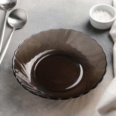 Deep glass plate Ocean Eclipse, 800 ml, d = 20.5 cm, brown color
