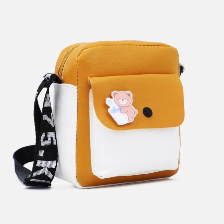 Baby bag on a long belt, outer pocket, yellow color