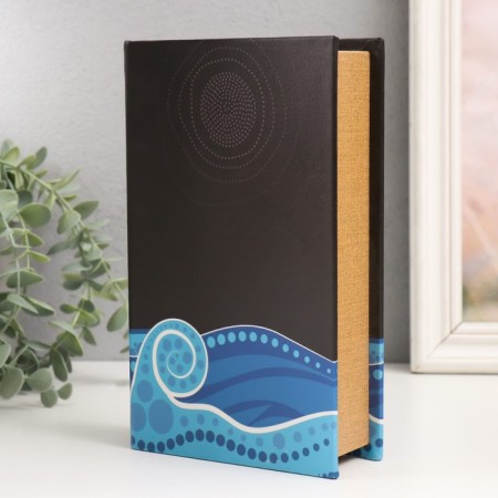 Safe-book wood to the leatherette "abstraction. Sea" 21x13x5 cm-1