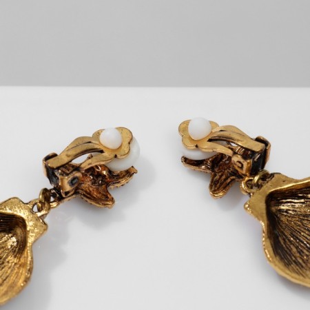 Clips "shells" with sea stars, color black gold-2