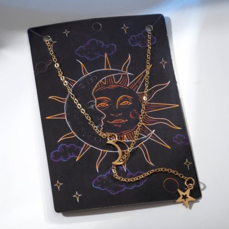 Pendant "Crescent and Star", color gold, 61 cm