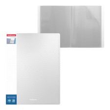 Folder with 40 A4 liners, 550 μm, Erichkrause Diamond Total White, with a pocket on a spine, with embossing, heat welding, holds up to 200 sheets, white