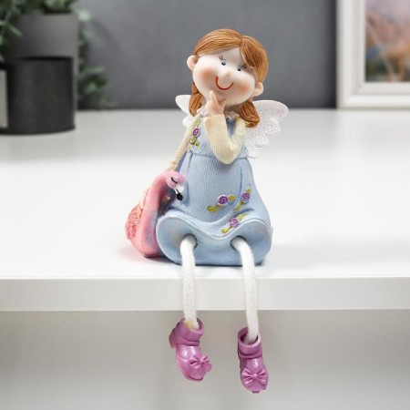 Souvenir Polystone "Girl Angel with Flamingo" Long legs mix 20x8x6 cm-1