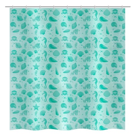 The bathroom curtain "shells", 180 × 180 cm, polyethylene, green color-2