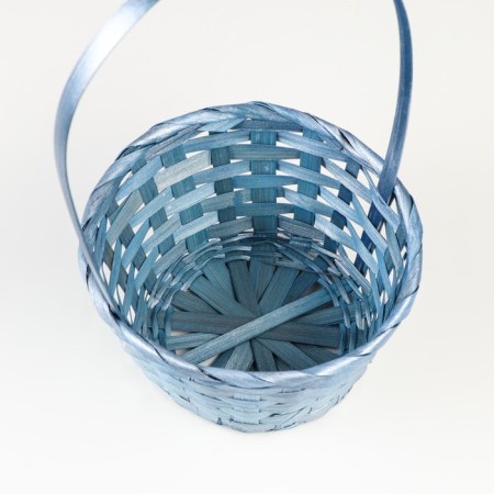 Wicker basket, bamboo, blue, 19x19x32 cm-3