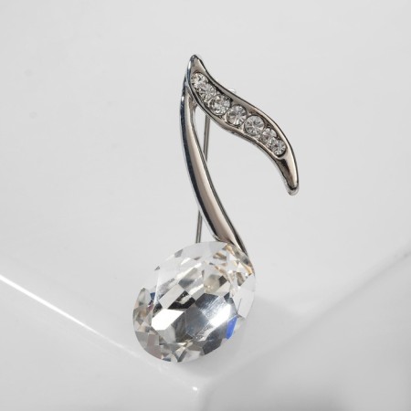 Brooch "Note" from the symphony, the color is white in silver-2
