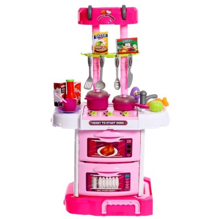 Game module in a suitcase on wheels 3 in 1: stove, kitchen, suitcase, 43 items-1