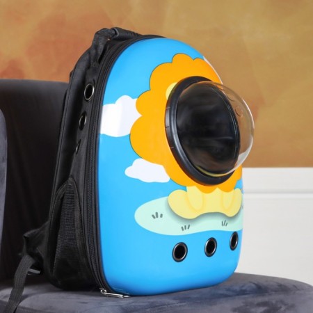 A backpack for carrying animals "Leo", with a viewing window, 32 x 25 x 42 cm, blue-1