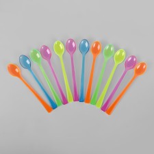 Tablespoons are plastic, in a set 12 pieces, mix colors