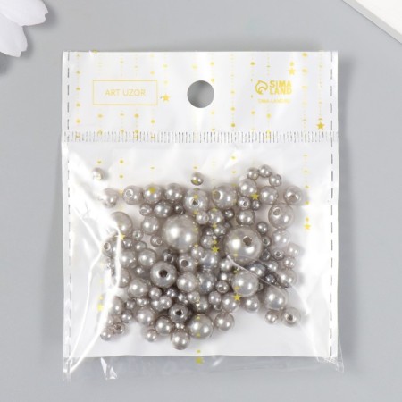 Beads for creativity plastic "Round. Silver" d = 3-8 mm, set 10 grams-3