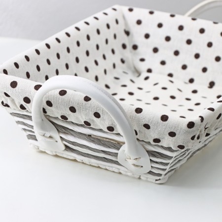 Basket for storage laid handmade Daulaan "Goro", 30 × 20 × 7 cm, chocolate-white color-2
