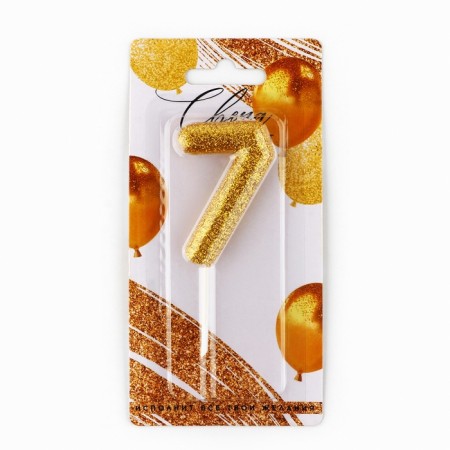 A candle for a cake, a number, brilliant “7”, gold, 4 x 10 cm.-2
