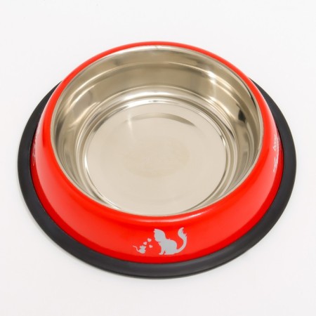 A bowl with a non -slip base with a print, 445 ml, red-2