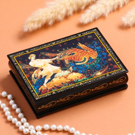 Casket "Firebird", 10 × 14 cm, lacquer miniature-3
