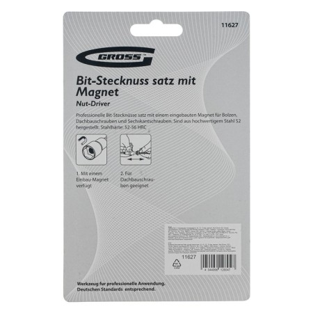 Gross 11627 bit set, with end heads 8, 10, 12, 13, 50 mm, steel S2-4