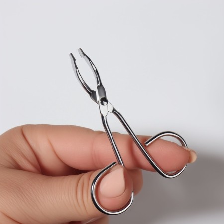 Pinzet in the form of scissors, straight, 8.2 cm, silver color-8