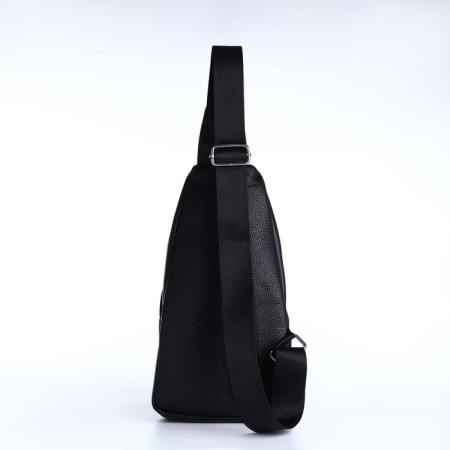 Male sling bag made of artificial leather, black color-3