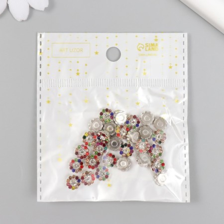 Decor for creativity plastic "Flower color crystals" set 30 pcs silver mix 0.8x0.8 cm 975092-3