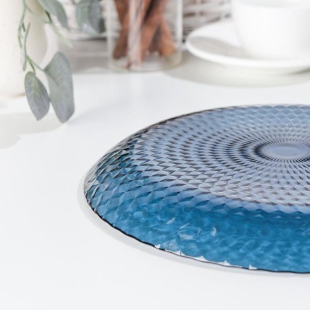 Plate flat glass "idyll", d = 25 cm, blue color-2