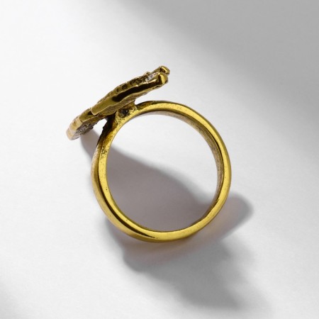 Ring "leaves" trio, color black gold, 17 size-1
