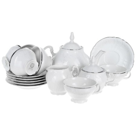 Tea Service 6/9 BERNADOTTE, Decor "Decol, Platinum layout", 15 items