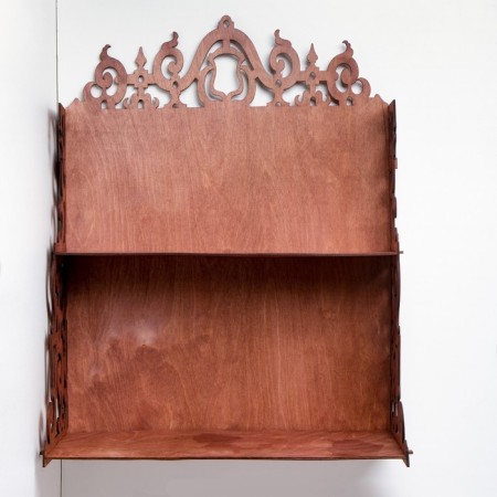 Decorative shelf, walnut, 58x46x25 cm-1