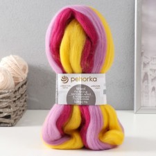 Fasting wool 100% half-toned wool 50g (1509-multicolor (yellow/St. FIAL/T. Tsikhimen))