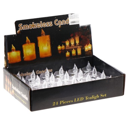 The candle is LED, burning yellow-4