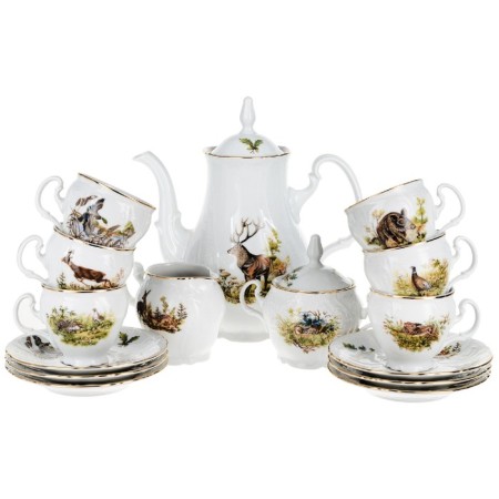 Coffee service 6/9 BERNADOTTE, Decor "Hunting Stories", 15 items