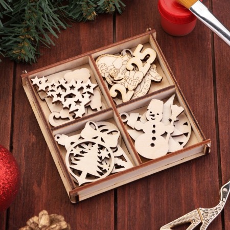A set of workpieces for creativity "New Year jewelry 2025", 12 pcs, 4.5 x 4.5 cm