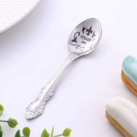 A spoon is registered, tea, with an engraving "Ruslan", h = 14-1