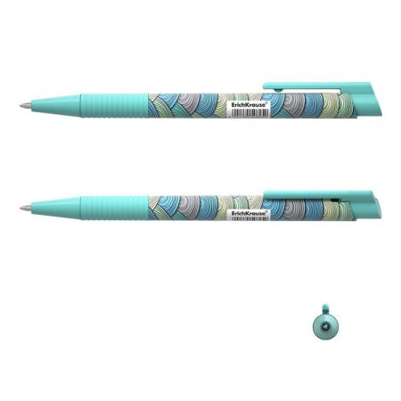 Handle Automatic Erichkrause Colortouch Emerald Wave, 0.7 mm node, Subtle letter, Soft Touch case, Design case, blue ink blue-2