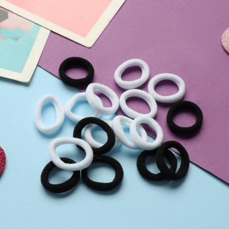 Hair gum "Carousel" (set 30 pcs ± 2) 2 cm, black white-1