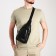 Male sling bag, artificial leather, headphone opening, black color