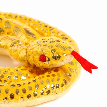 Soft toy "Snake", yellow color, with golden inserts, 15 cm-7